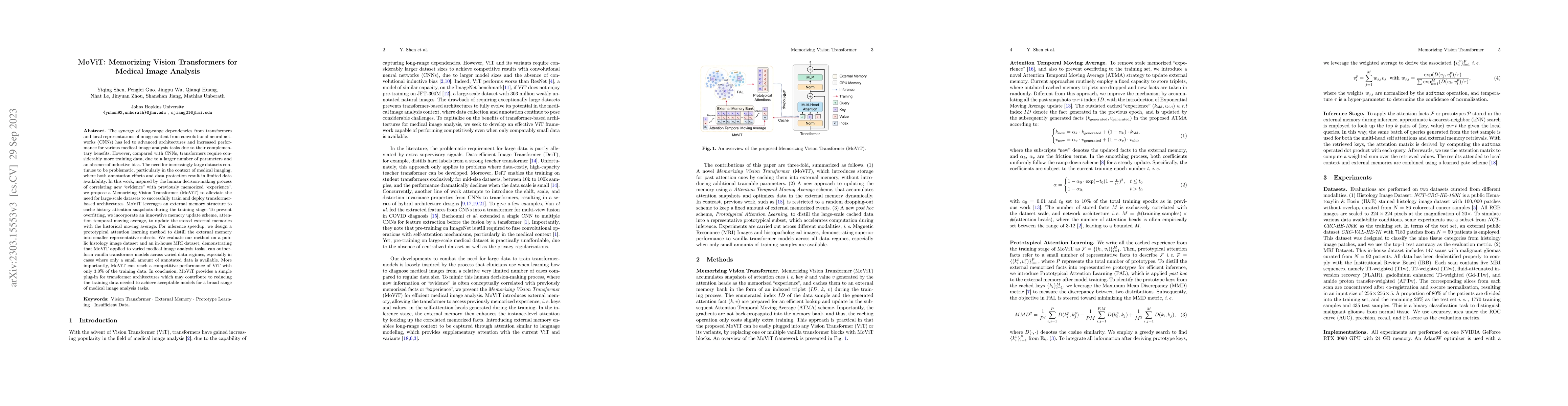 Thumbnail for MoViT: Memorizing Vision Transformers for Medical Image Analysis