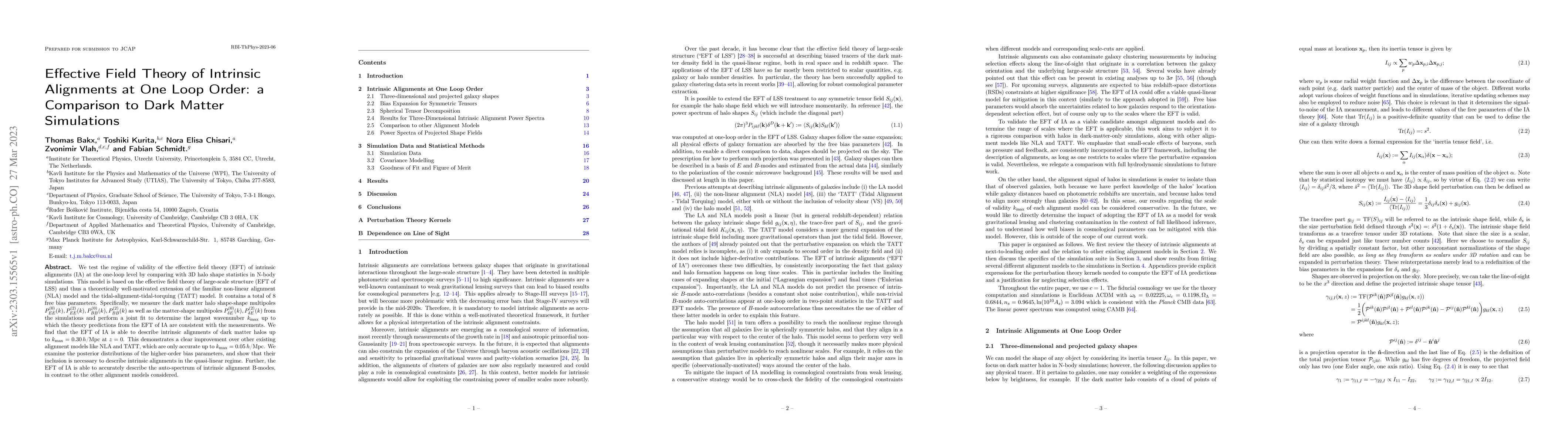 Thumbnail for Effective Field Theory of Intrinsic Alignments at One Loop Order: a
  Comparison to Dark Matter Simulations