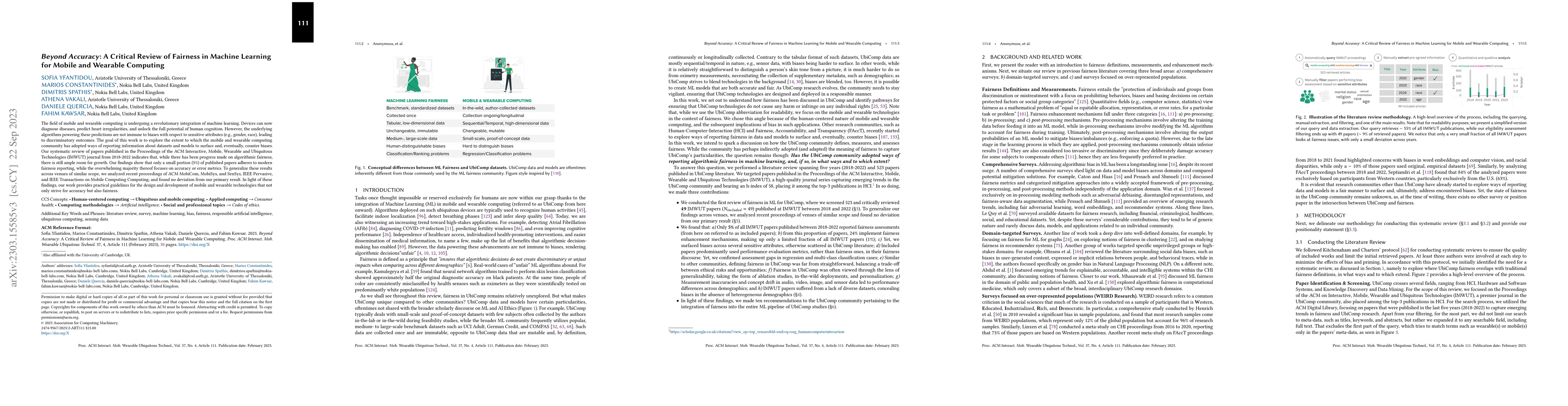 Thumbnail for Beyond Accuracy: A Critical Review of Fairness in Machine Learning for
  Mobile and Wearable Computing