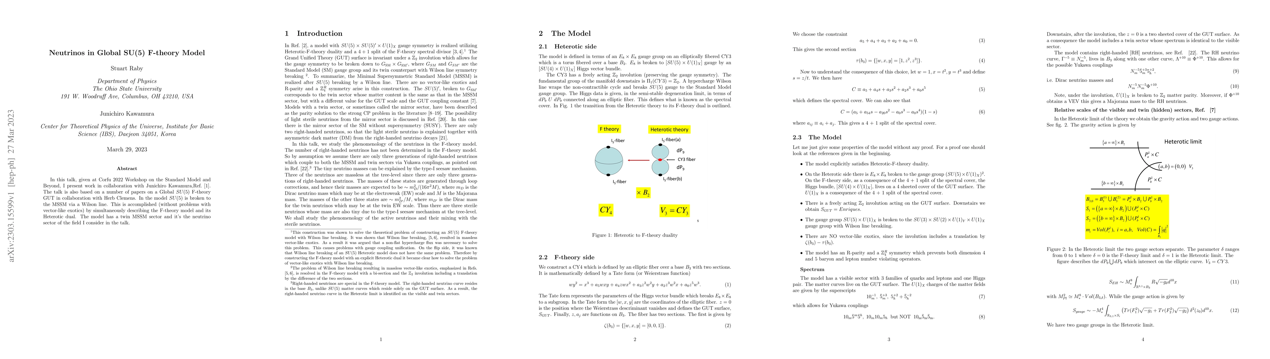 Thumbnail for Neutrinos in Global SU(5) F-theory Model