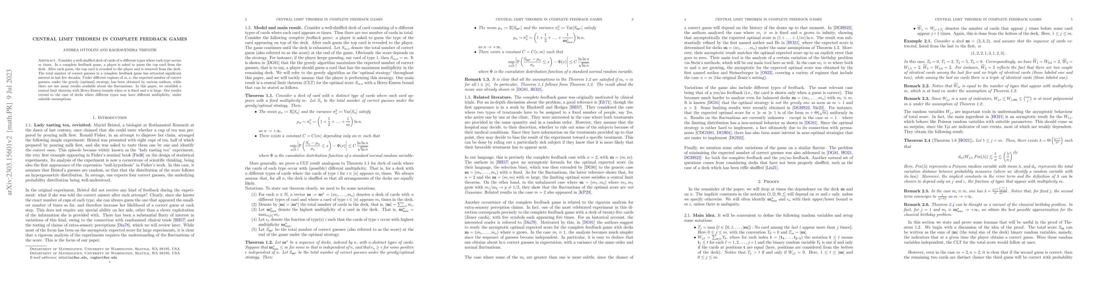 Thumbnail for Central limit theorem in complete feedback games