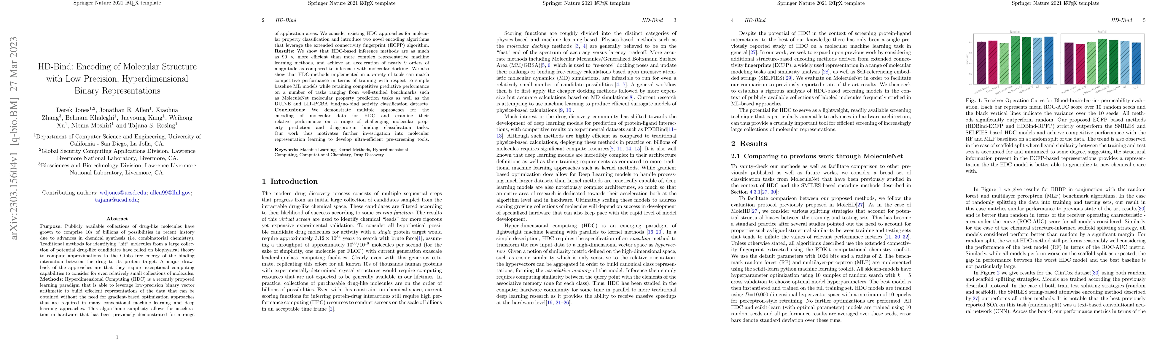 Thumbnail for HD-Bind: Encoding of Molecular Structure with Low Precision,
  Hyperdimensional Binary Representations