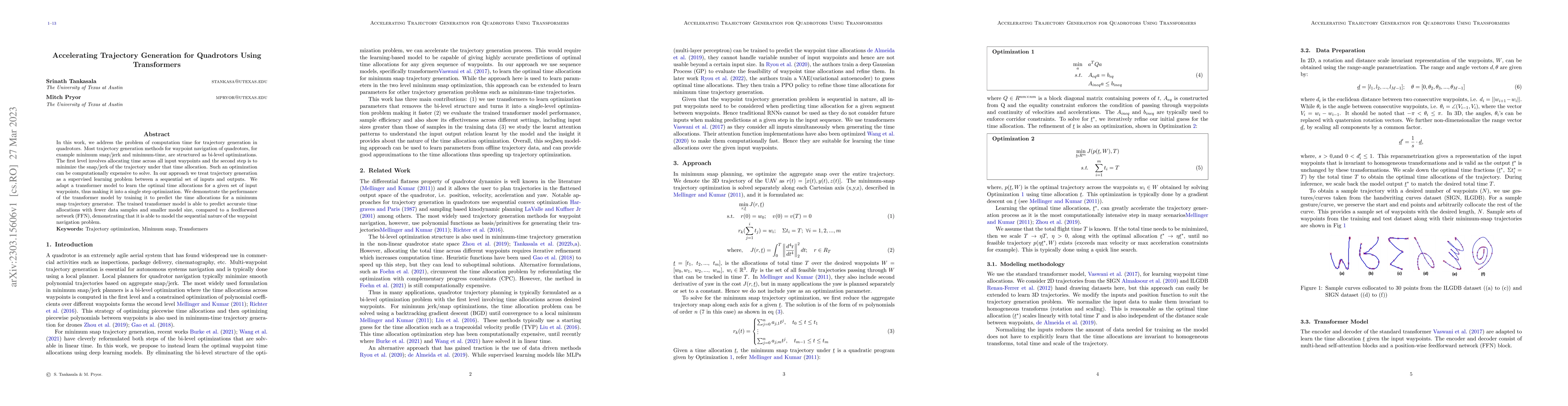 Thumbnail for Accelerating Trajectory Generation for Quadrotors Using Transformers