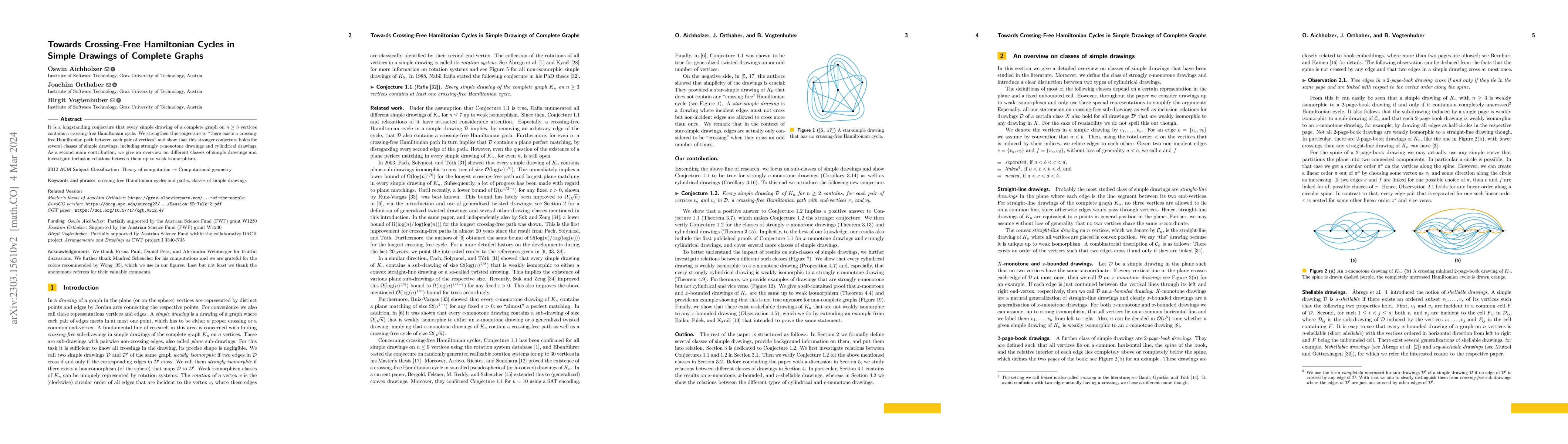 Thumbnail for Towards Crossing-Free Hamiltonian Cycles in Simple Drawings of Complete
  Graphs