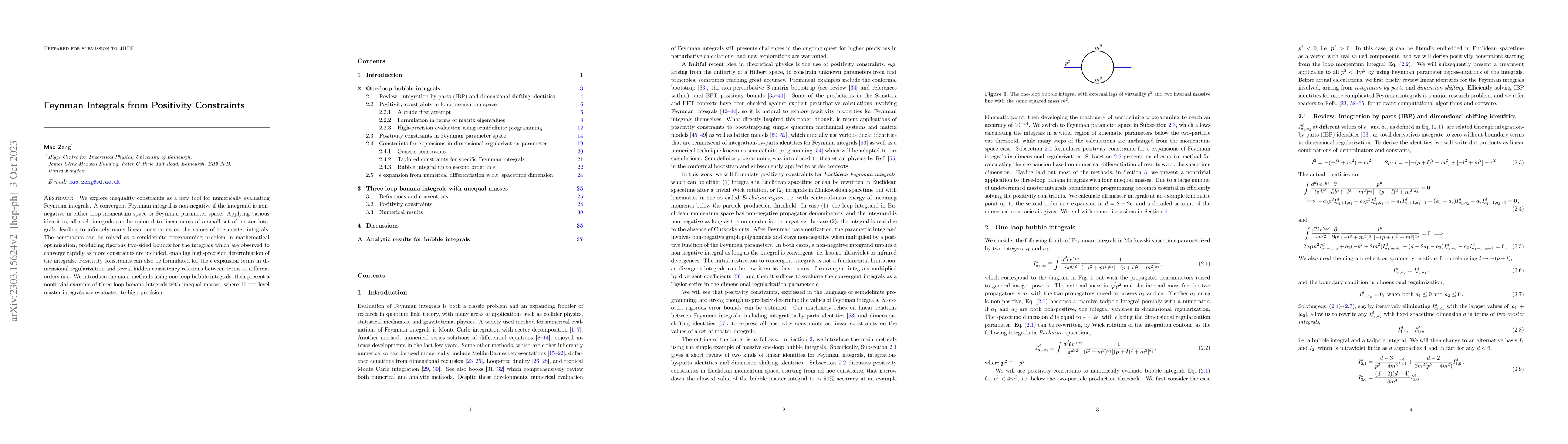 Thumbnail for Feynman Integrals from Positivity Constraints
