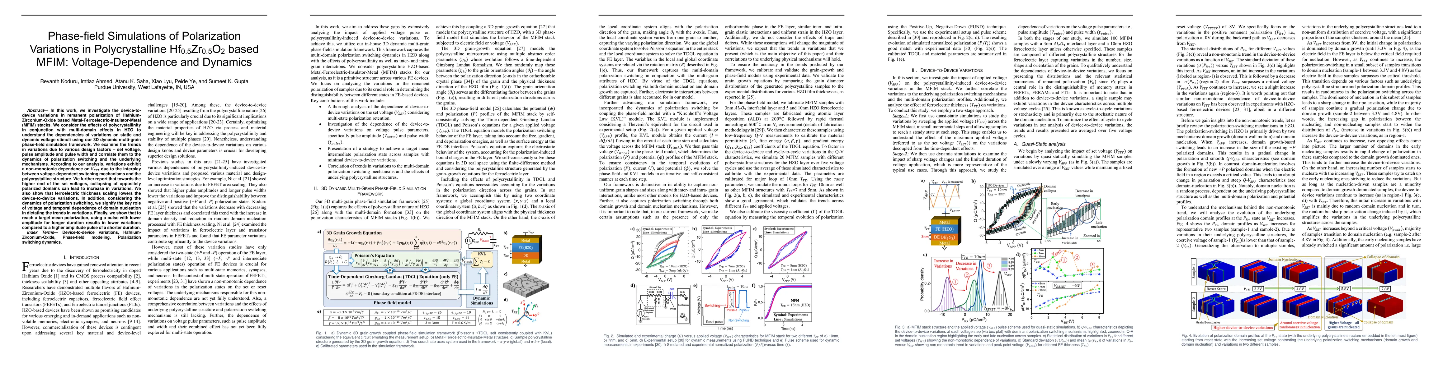Thumbnail for Phase-field Simulations of Polarization Variations in Polycrystalline
  Hf0.5Zr0.5O2 based MFIM: Voltage-Dependence and Dynamics
