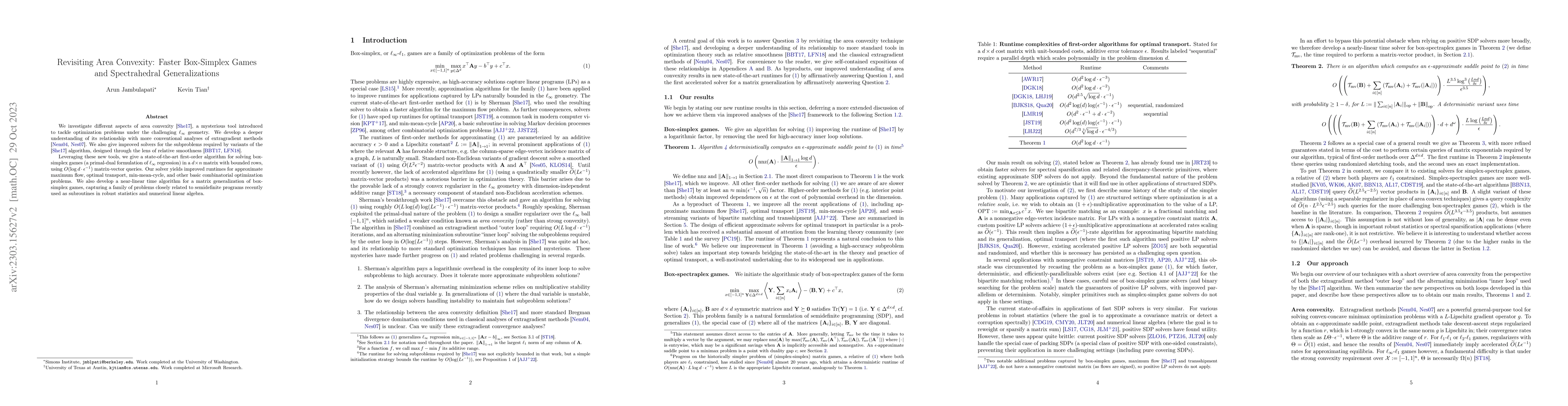 Thumbnail for Revisiting Area Convexity: Faster Box-Simplex Games and Spectrahedral
  Generalizations