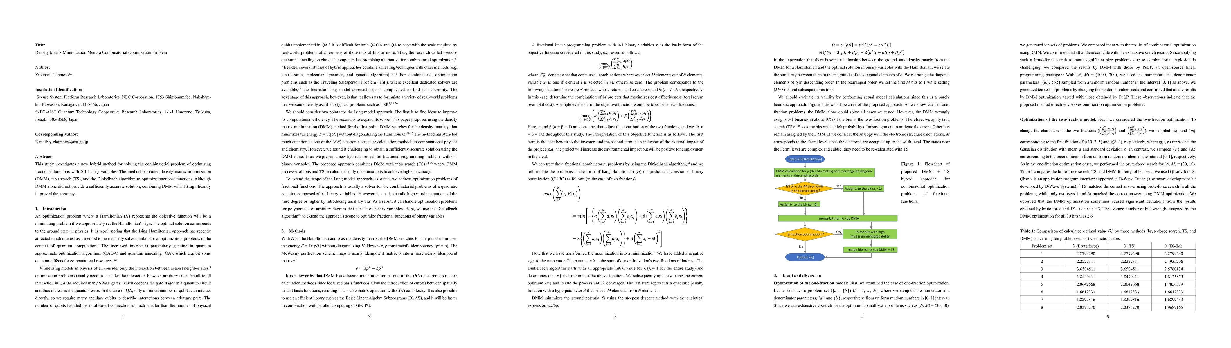 Thumbnail for Density Matrix Minimization Meets a Combinatorial Optimization Problem