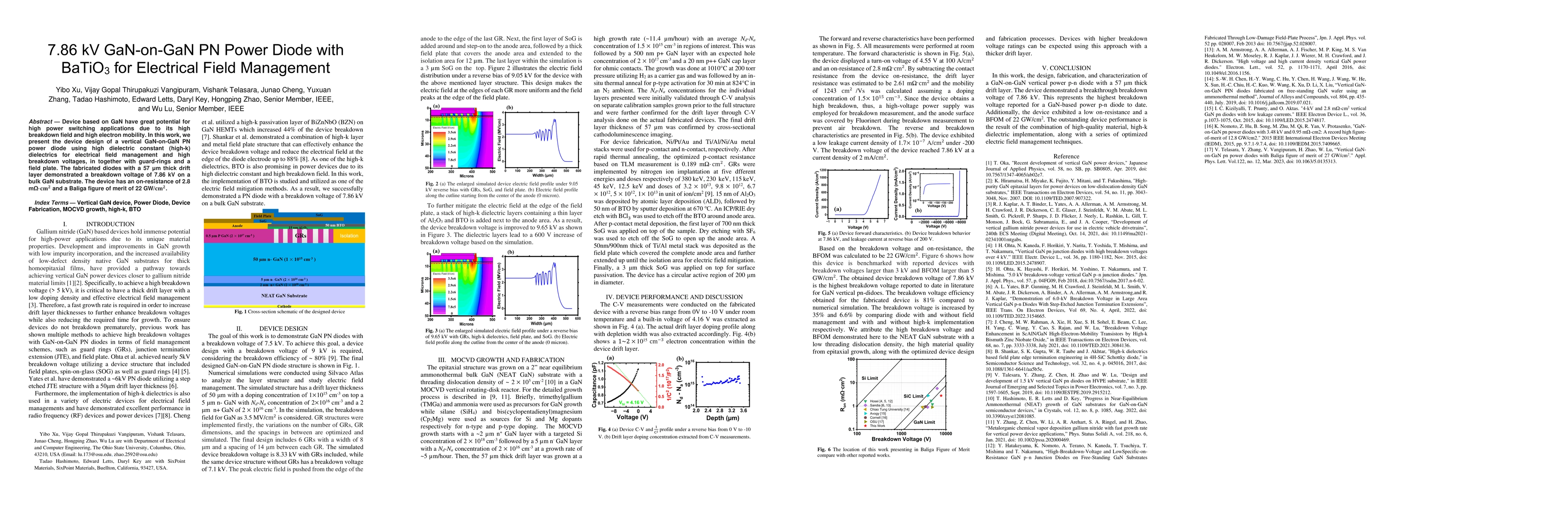 Thumbnail for 7.86 kV GaN-on-GaN PN Power Diode with BaTiO3 for Electrical Field
  Management