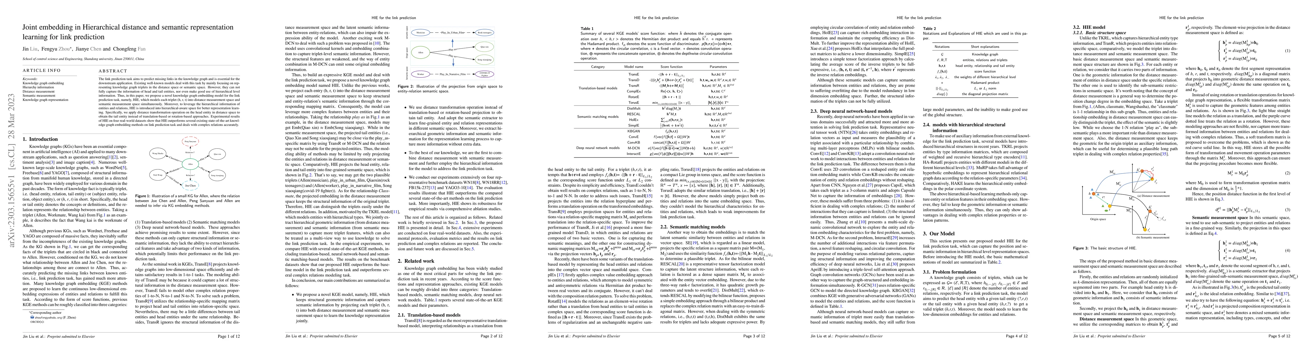 Thumbnail for Joint embedding in Hierarchical distance and semantic representation
  learning for link prediction
