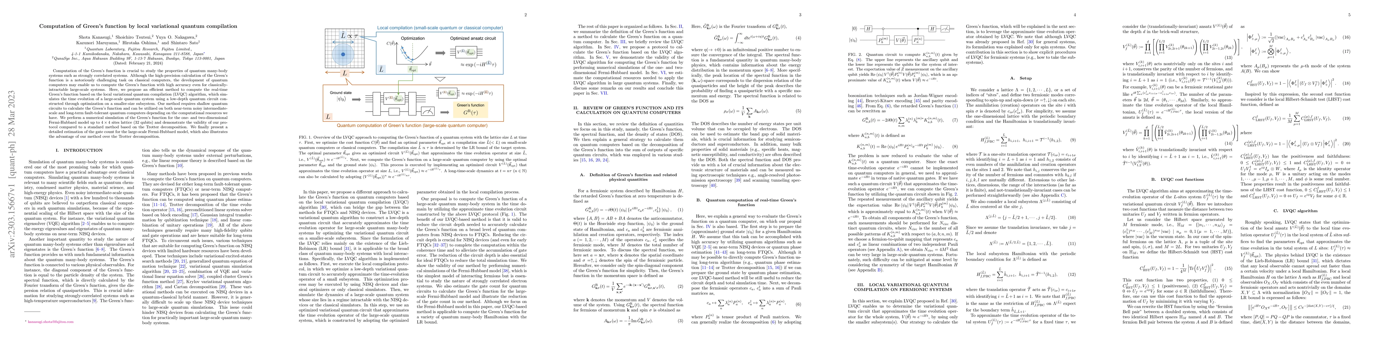 Thumbnail for Computation of Green's function by local variational quantum compilation