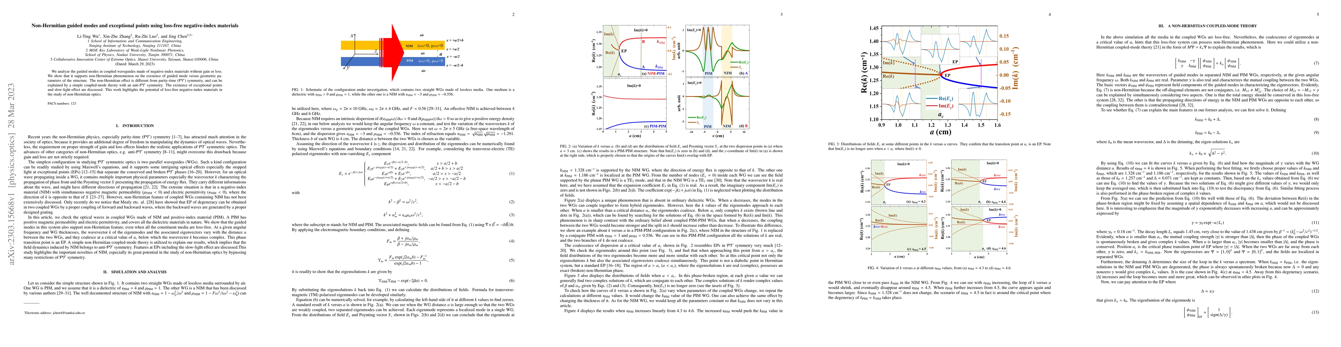 Thumbnail for Non-Hermitian guided modes and exceptional points using loss-free
  negative-index materials