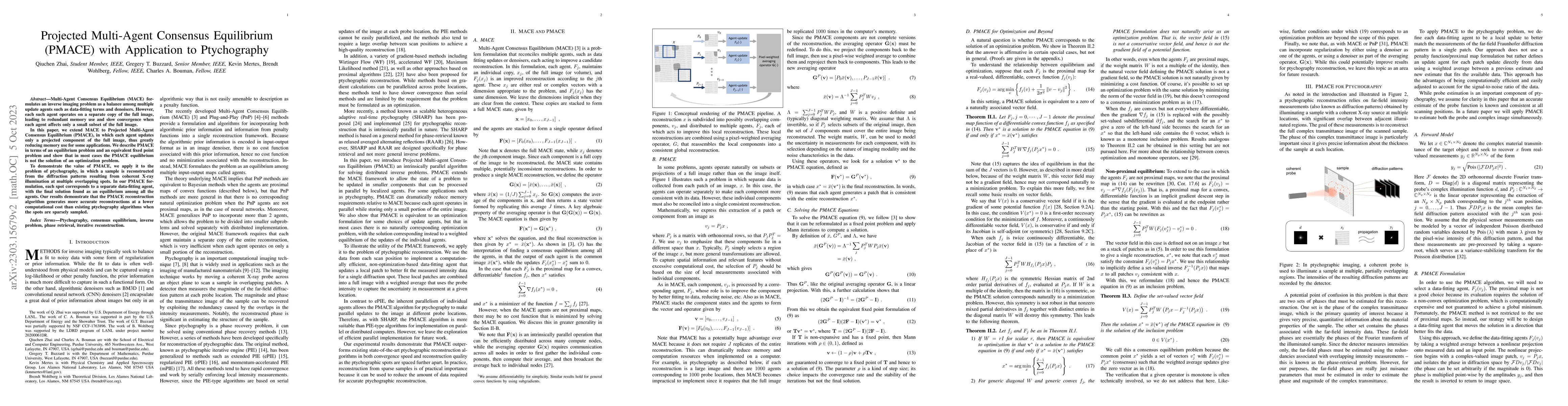Thumbnail for Projected Multi-Agent Consensus Equilibrium (PMACE) with Application to
  Ptychography