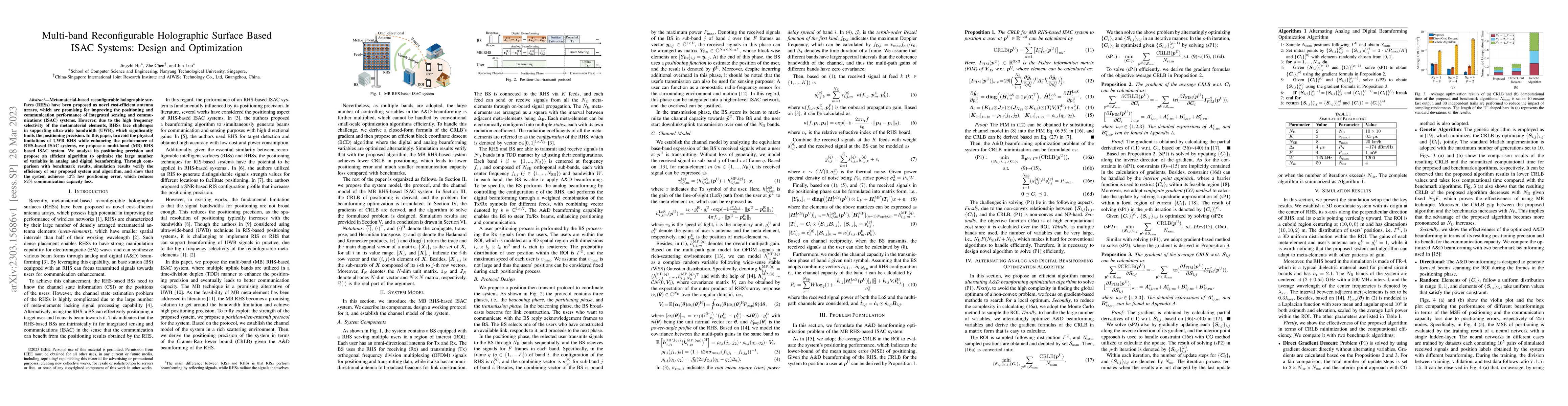 Thumbnail for Multi-band Reconfigurable Holographic Surface Based ISAC Systems: Design
  and Optimization