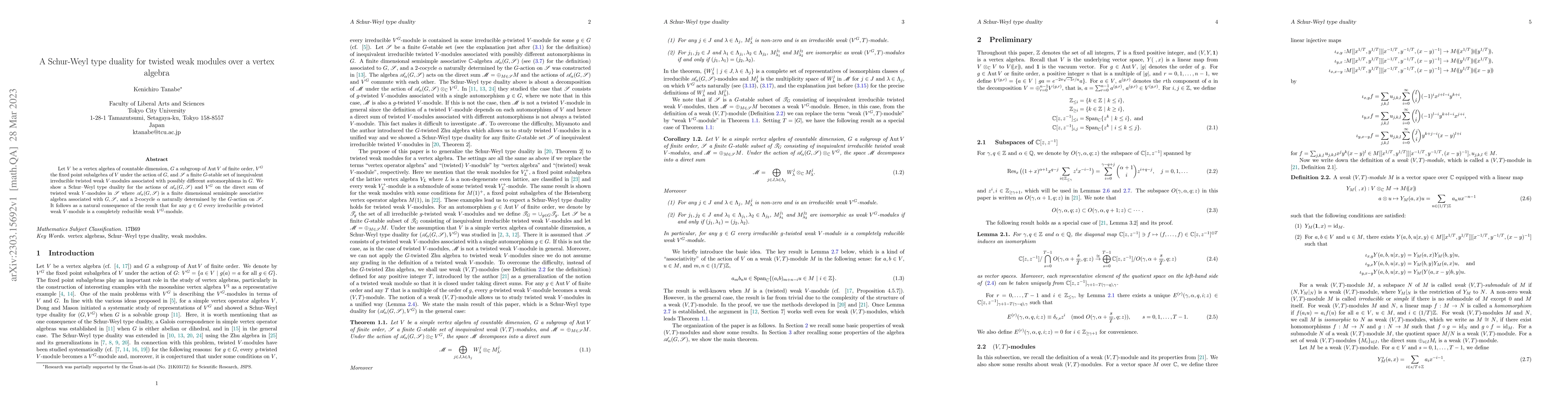 Thumbnail for A Schur-Weyl type duality for twisted weak modules over a vertex algebra