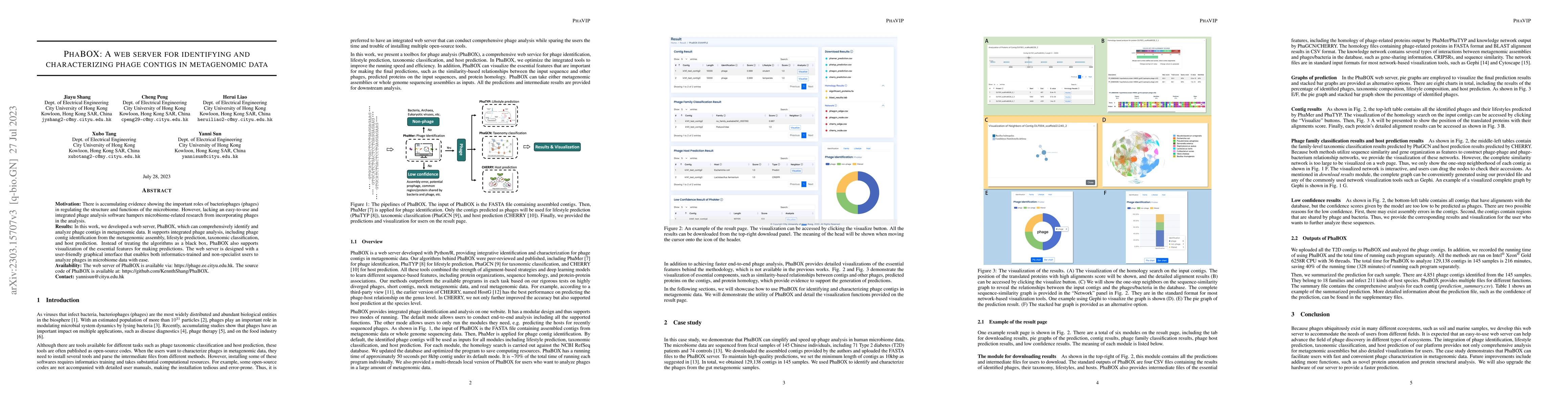 Thumbnail for PhaBOX: A web server for identifying and characterizing phage contigs in
  metagenomic data