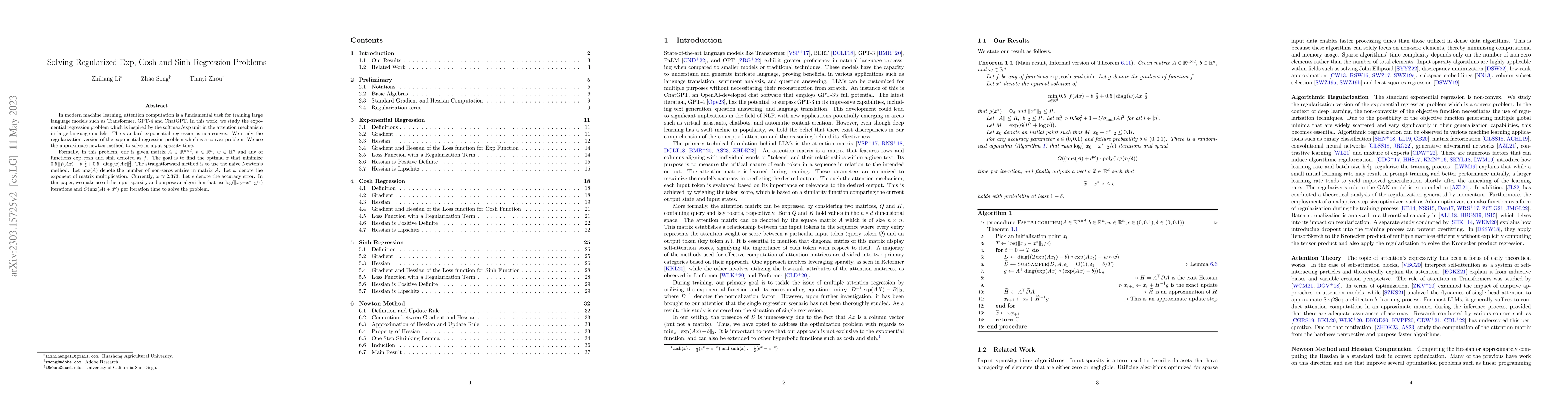 Thumbnail for Solving Regularized Exp, Cosh and Sinh Regression Problems