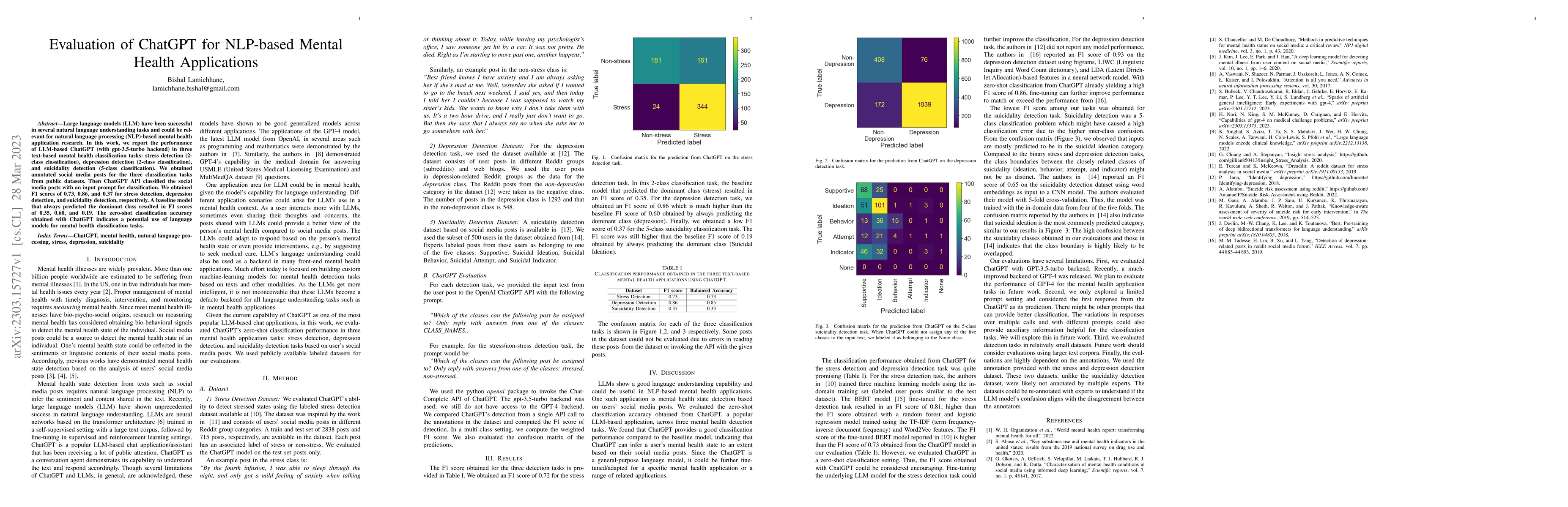 Thumbnail for Evaluation of ChatGPT for NLP-based Mental Health Applications
