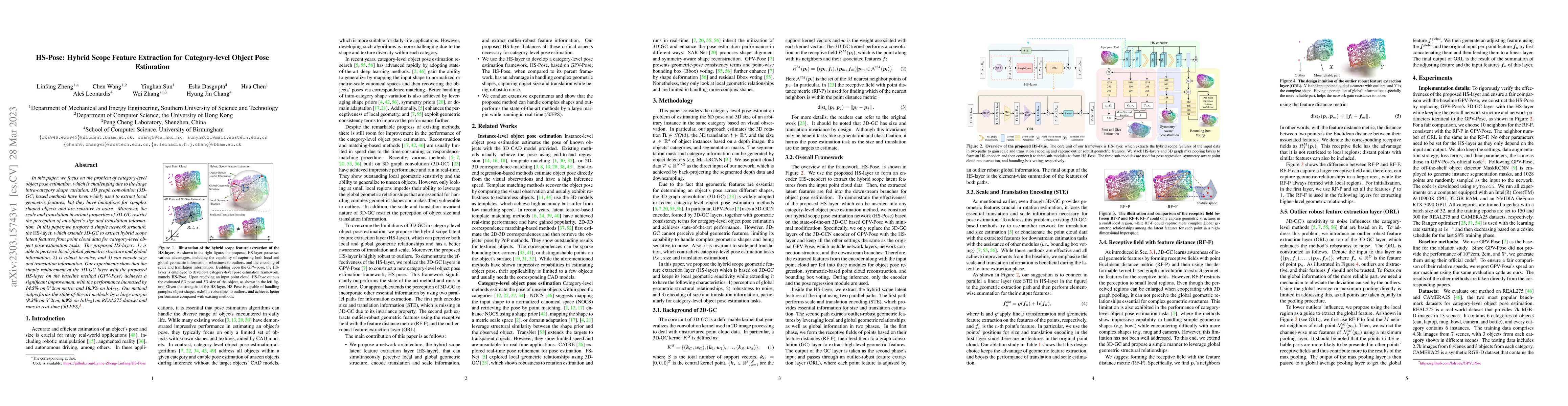 Thumbnail for HS-Pose: Hybrid Scope Feature Extraction for Category-level Object Pose
  Estimation