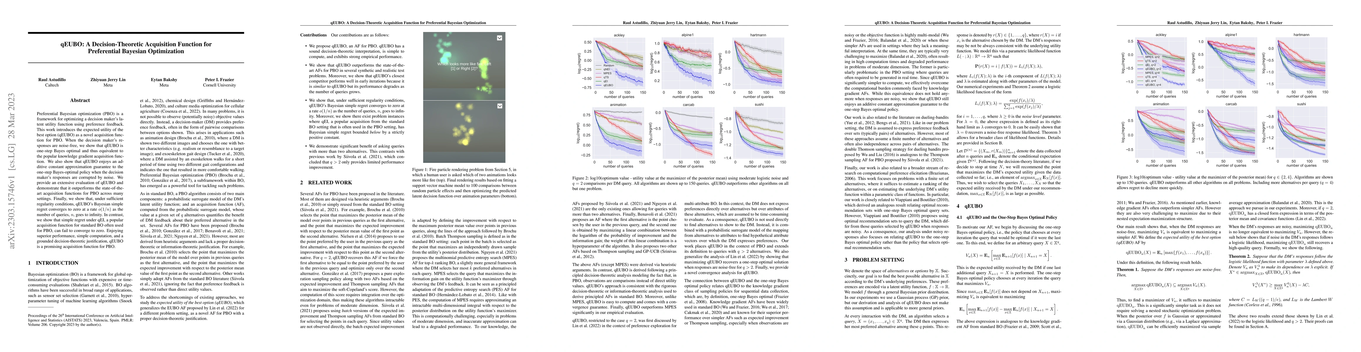 Thumbnail for qEUBO: A Decision-Theoretic Acquisition Function for Preferential
  Bayesian Optimization