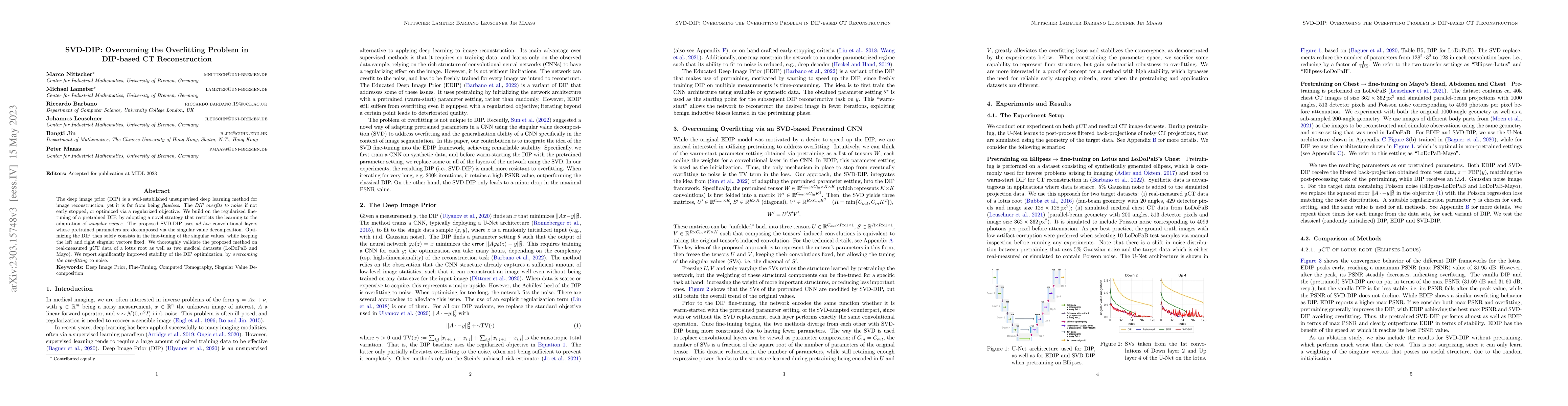 Thumbnail for SVD-DIP: Overcoming the Overfitting Problem in DIP-based CT
  Reconstruction