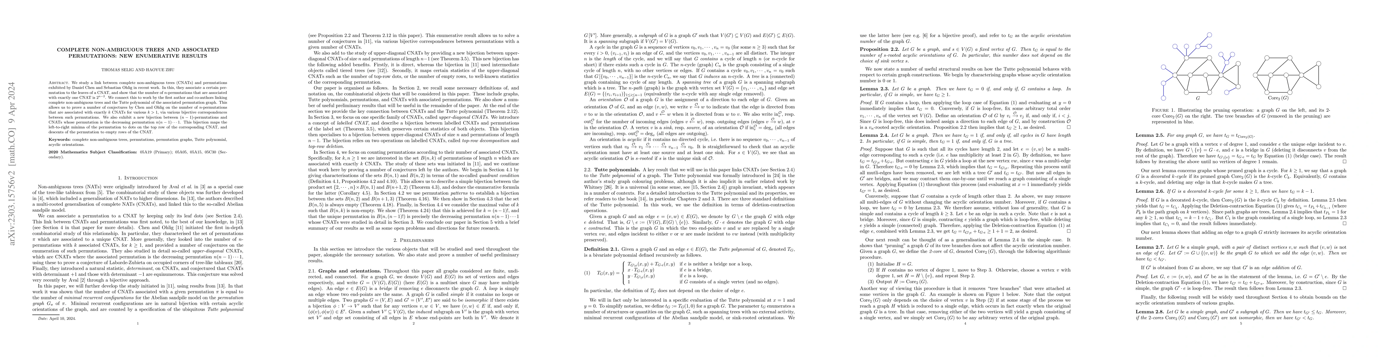 Thumbnail for Complete non-ambiguous trees and associated permutations: new
  enumerative results