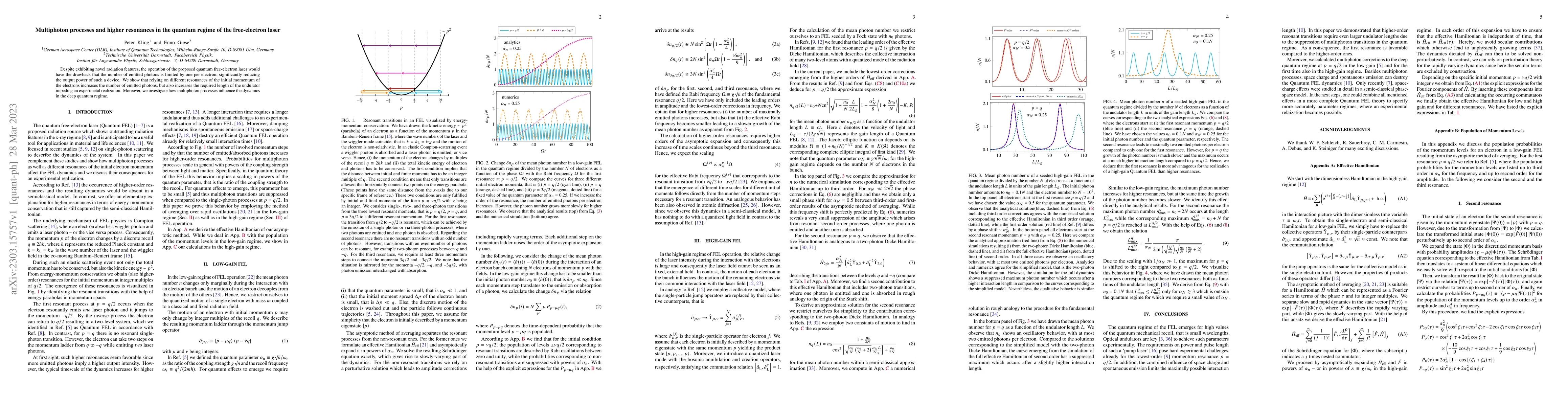 Thumbnail for Multiphoton processes and higher resonances in the quantum regime of the
  free-electron laser