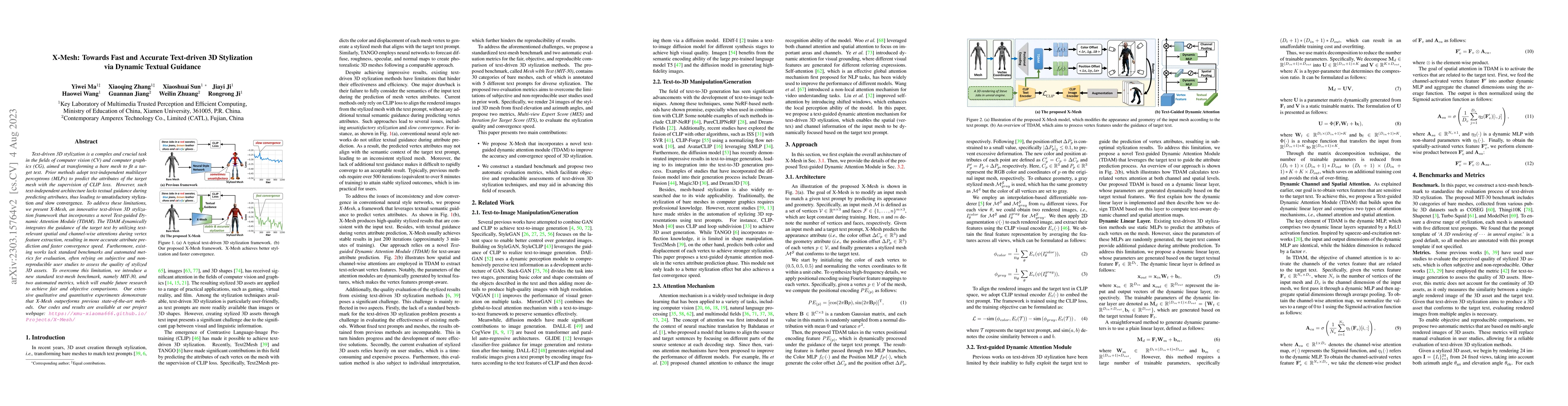 Thumbnail for X-Mesh: Towards Fast and Accurate Text-driven 3D Stylization via Dynamic
  Textual Guidance