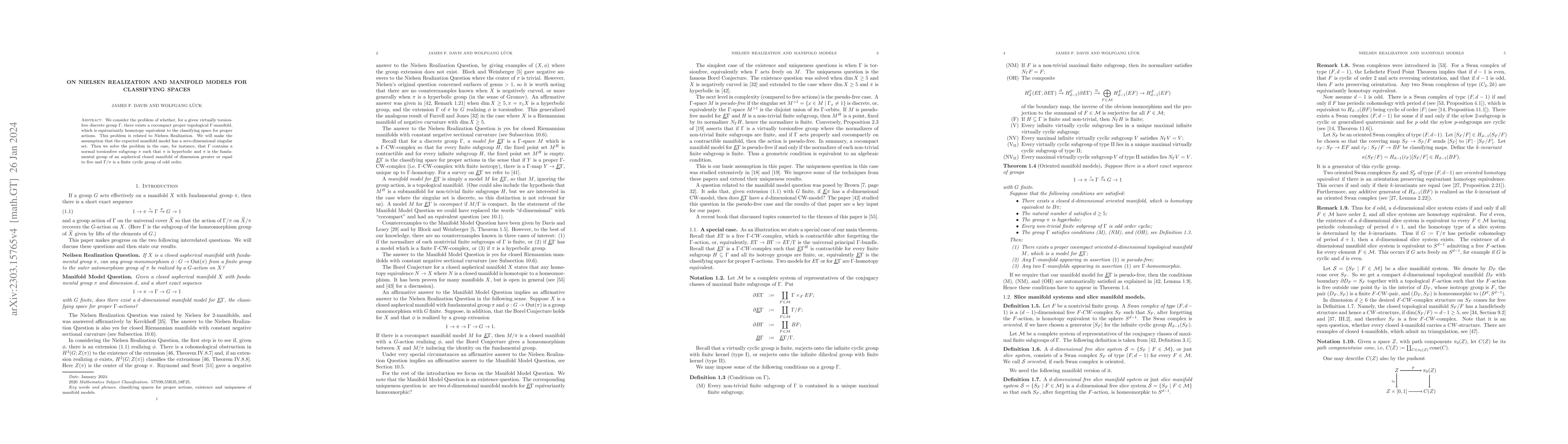 Thumbnail for On Nielsen realization and manifold models for classifying spaces