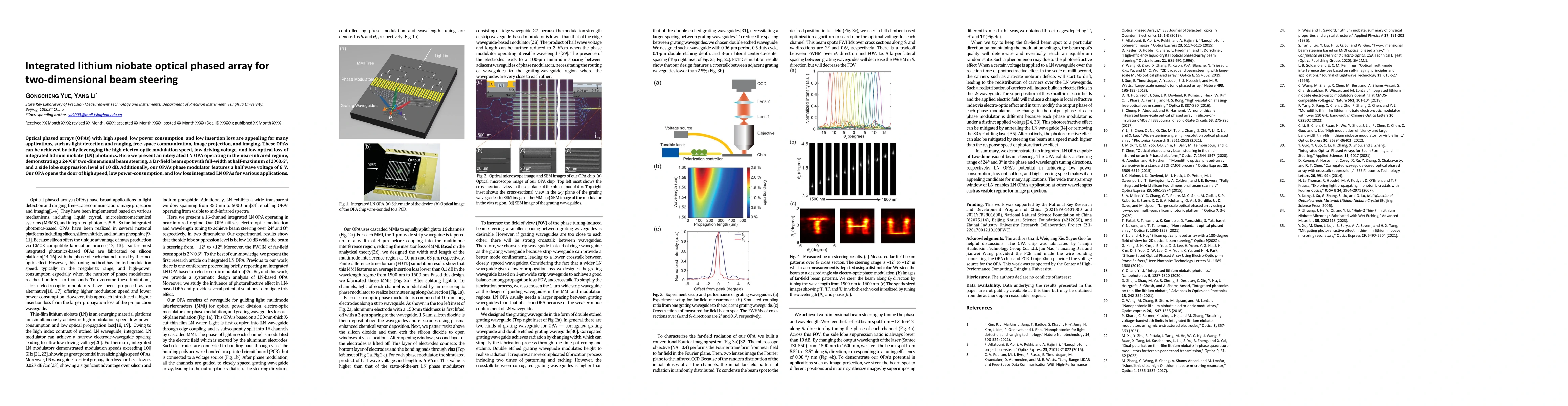 Thumbnail for Integrated lithium niobate optical phased array for two-dimensional beam
  steering