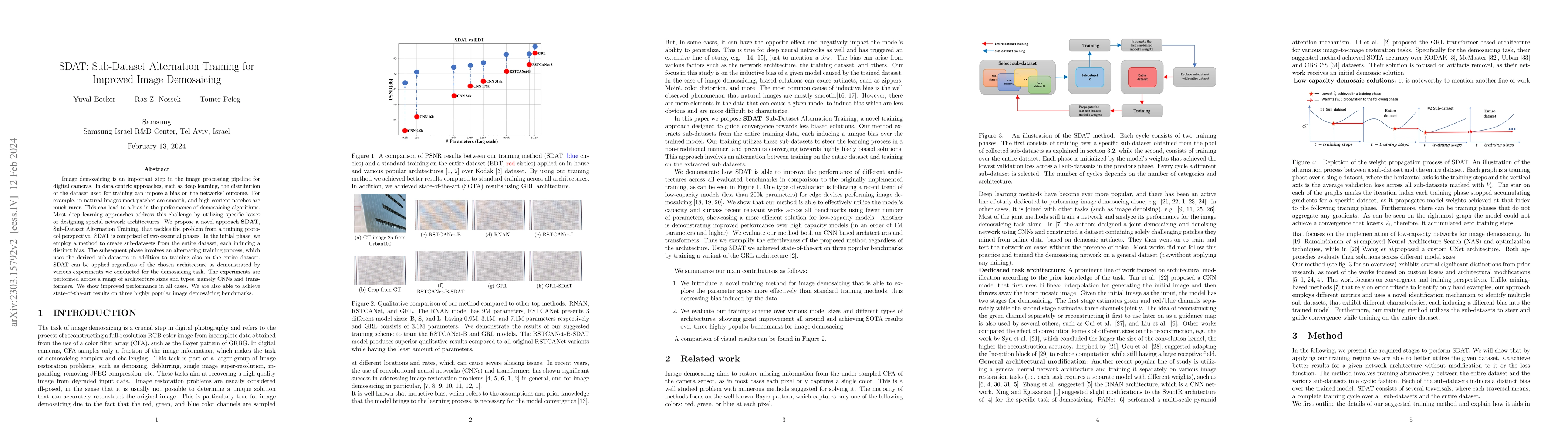 Thumbnail for SDAT: Sub-Dataset Alternation Training for Improved Image Demosaicing