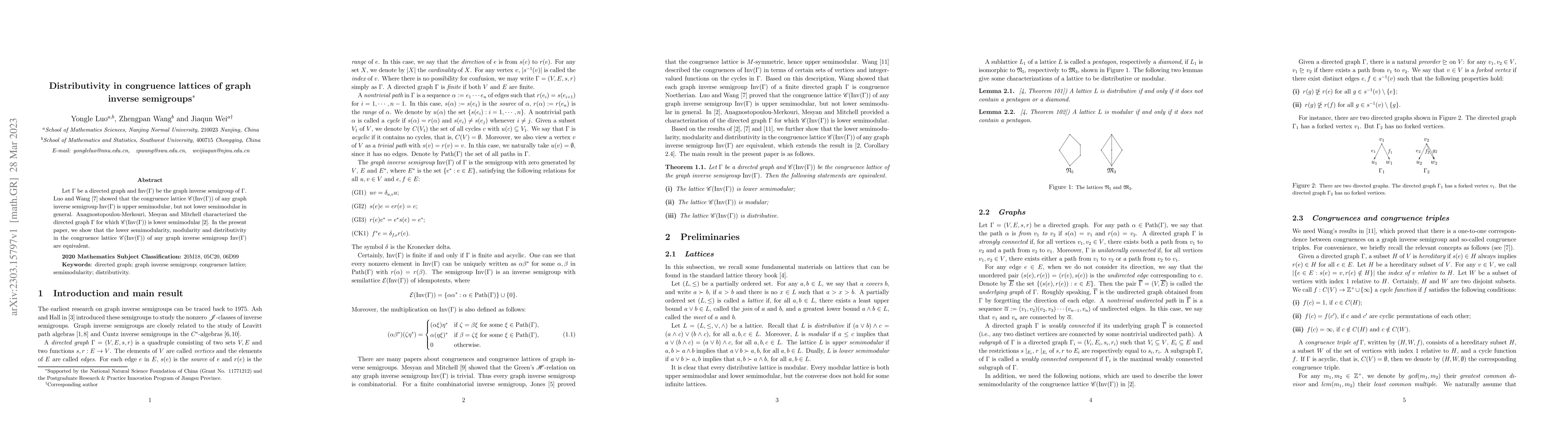 Thumbnail for Distributivity in congruence lattices of graph inverse semigroups