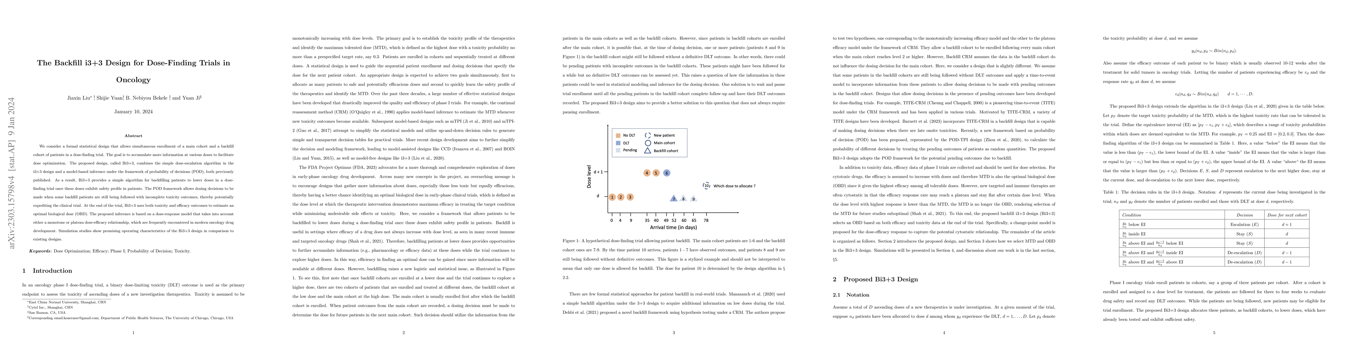 Thumbnail for The Backfill i3+3 Design for Dose-Finding Trials in Oncology
