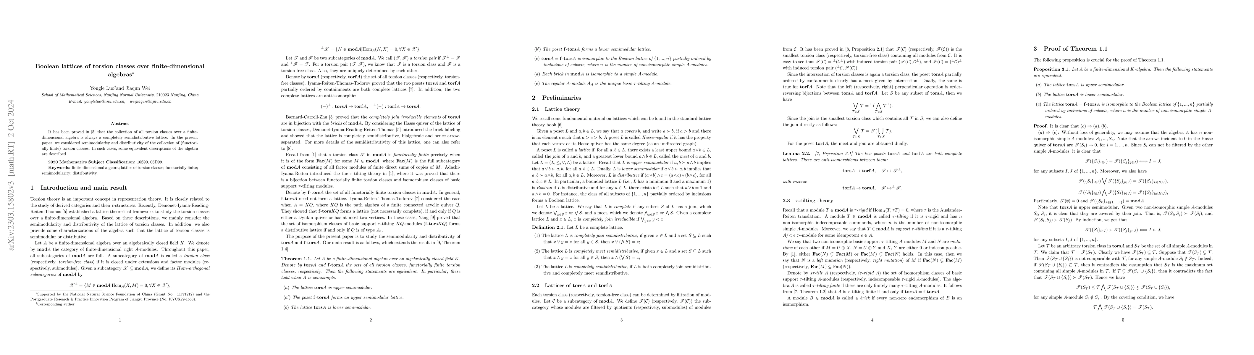 Thumbnail for Boolean lattices of torsion classes over finite-dimensional algebras