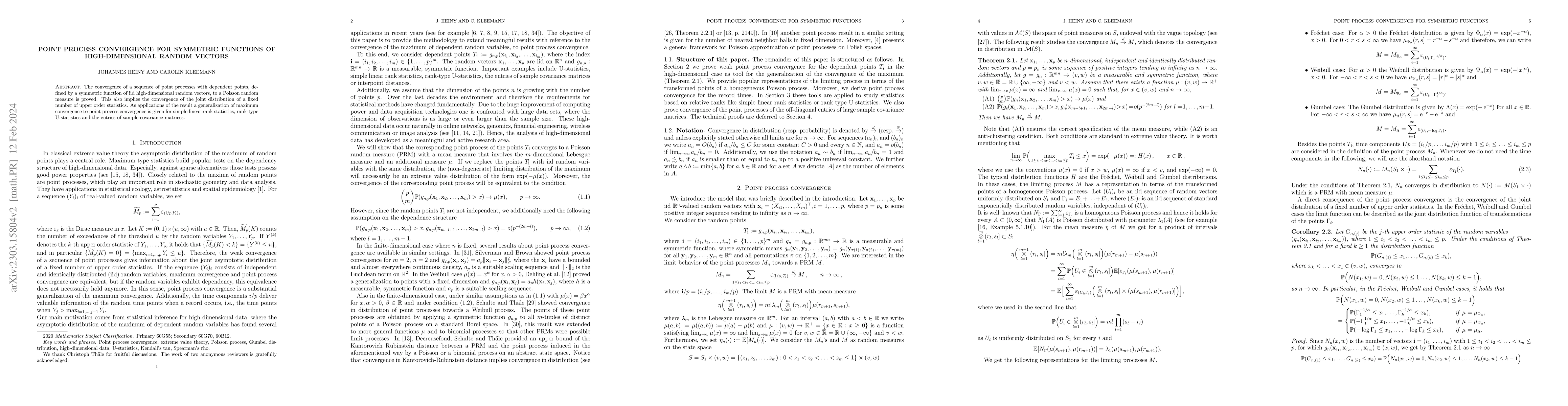 Thumbnail for Point process convergence for symmetric functions of high-dimensional
  random vectors