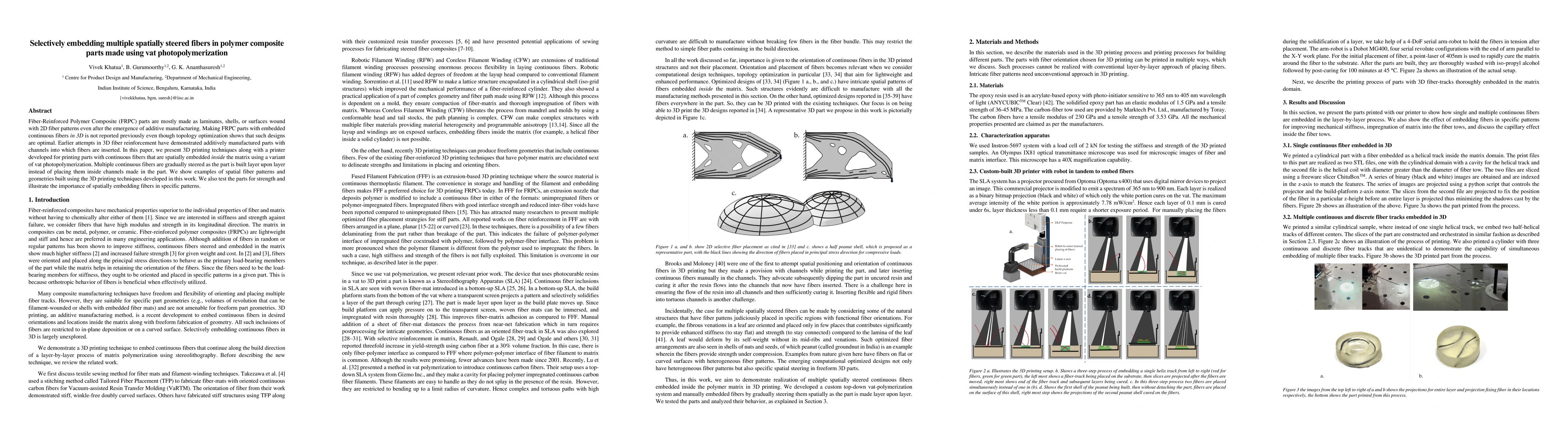 Thumbnail for Selectively embedding multiple spatially steered fibers in polymer
  composite parts made using vat photopolymerization