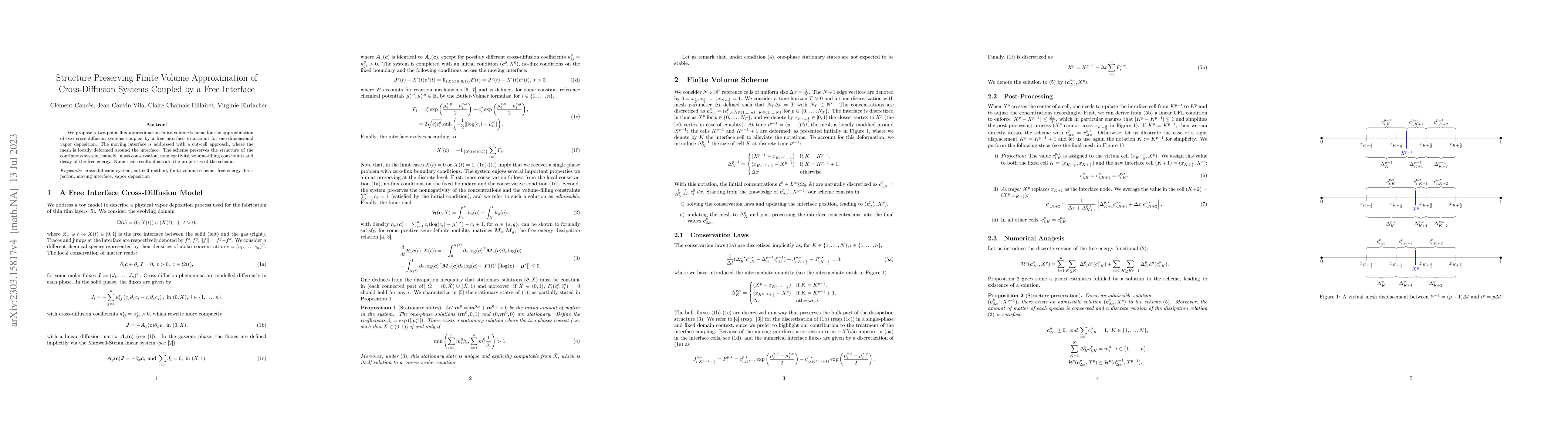Thumbnail for Structure Preserving Finite Volume Approximation of Cross-Diffusion
  Systems Coupled by a Free Interface