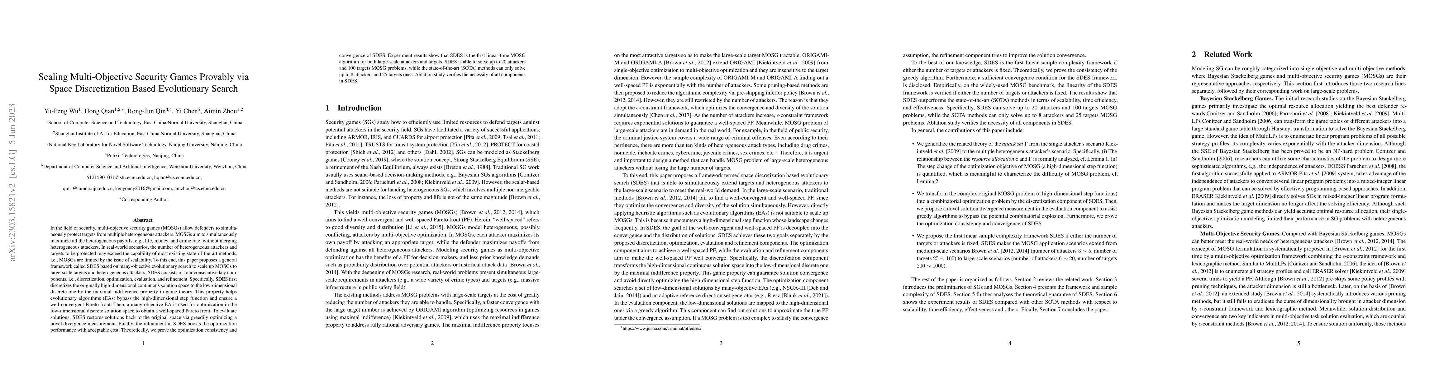 Thumbnail for Scaling Multi-Objective Security Games Provably via Space Discretization
  Based Evolutionary Search