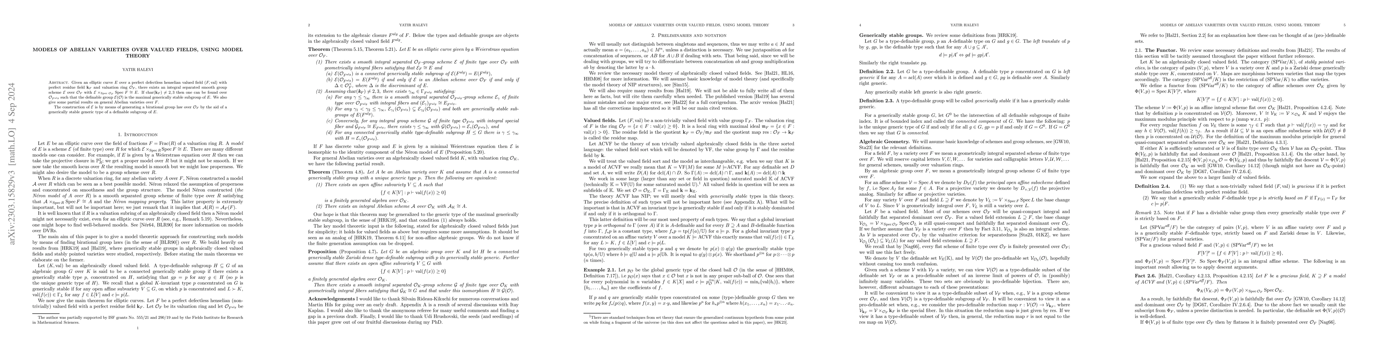 Thumbnail for Models of Abelian varieties over valued fields, using model theory