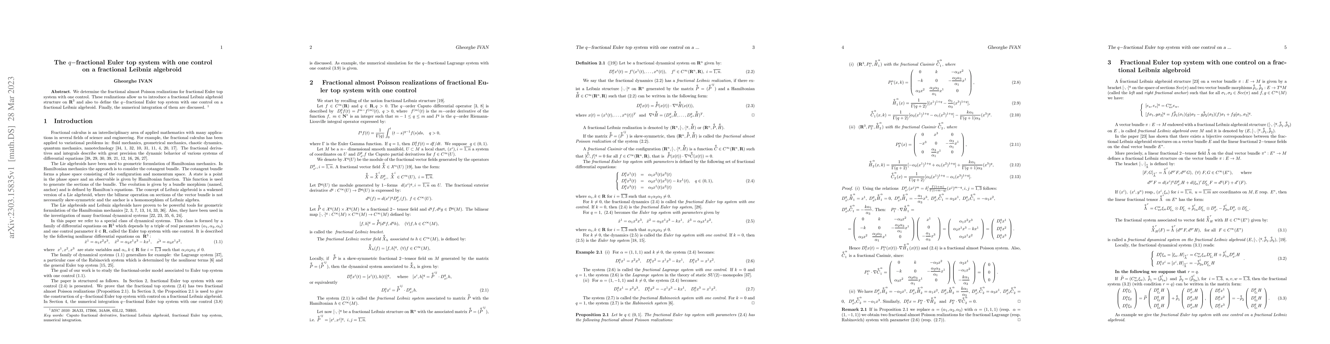 Thumbnail for The q-fractional Euler top system with one control on a fractional
  Leibniz algebroid