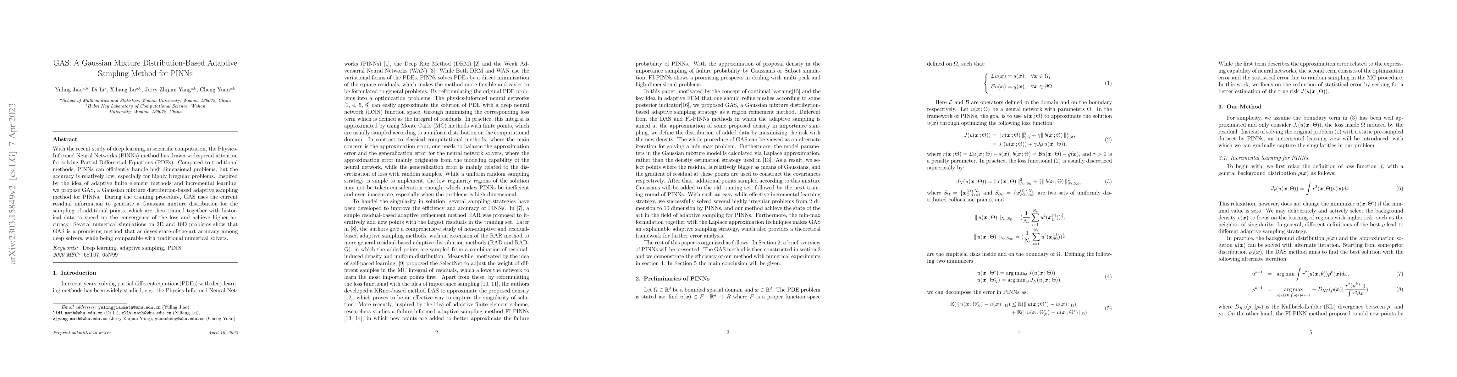 Thumbnail for GAS: A Gaussian Mixture Distribution-Based Adaptive Sampling Method for
  PINNs