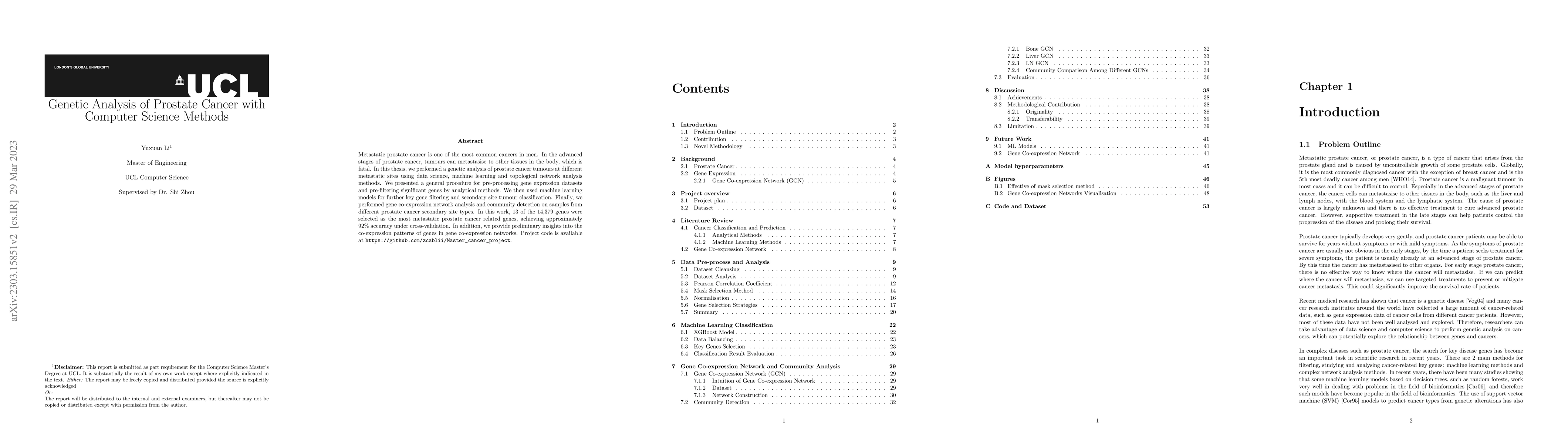 Thumbnail for Genetic Analysis of Prostate Cancer with Computer Science Methods
