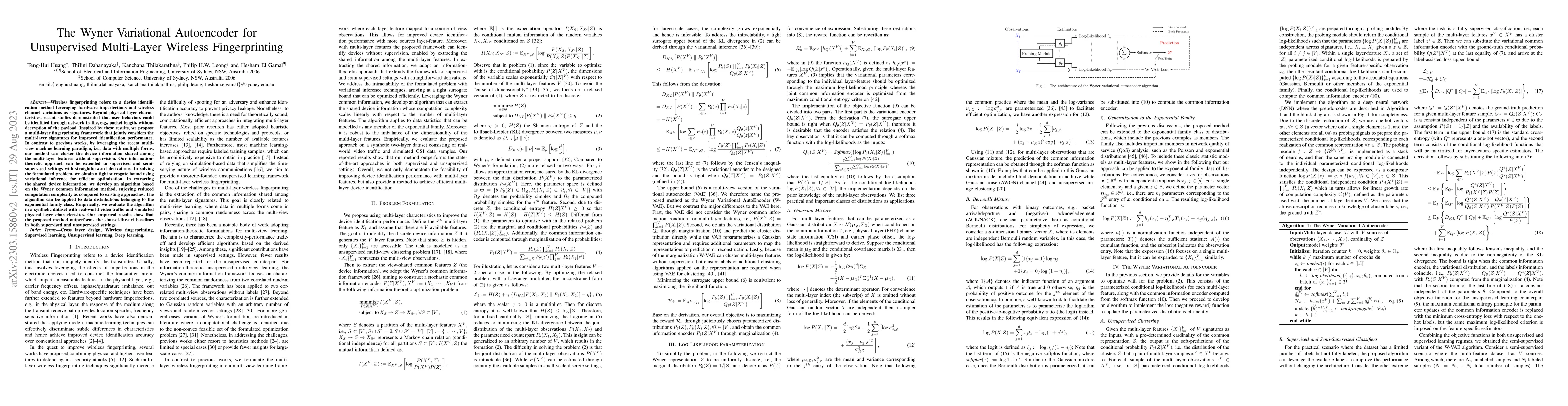 Thumbnail for The Wyner Variational Autoencoder for Unsupervised Multi-Layer Wireless
  Fingerprinting