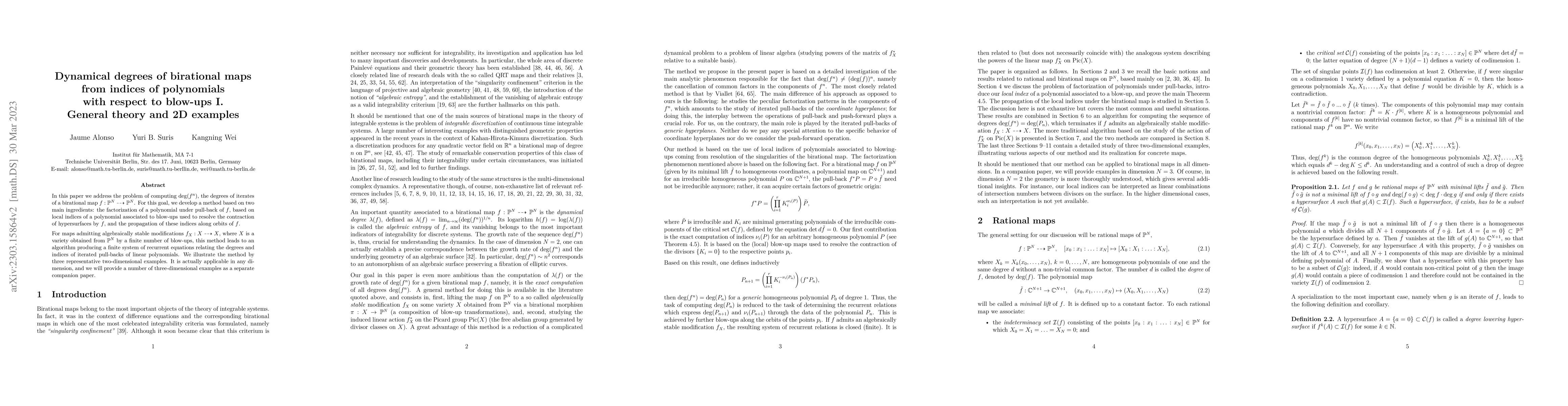 Thumbnail for Dynamical degrees of birational maps from indices of polynomials with
  respect to blow-ups I. General theory and 2D examples