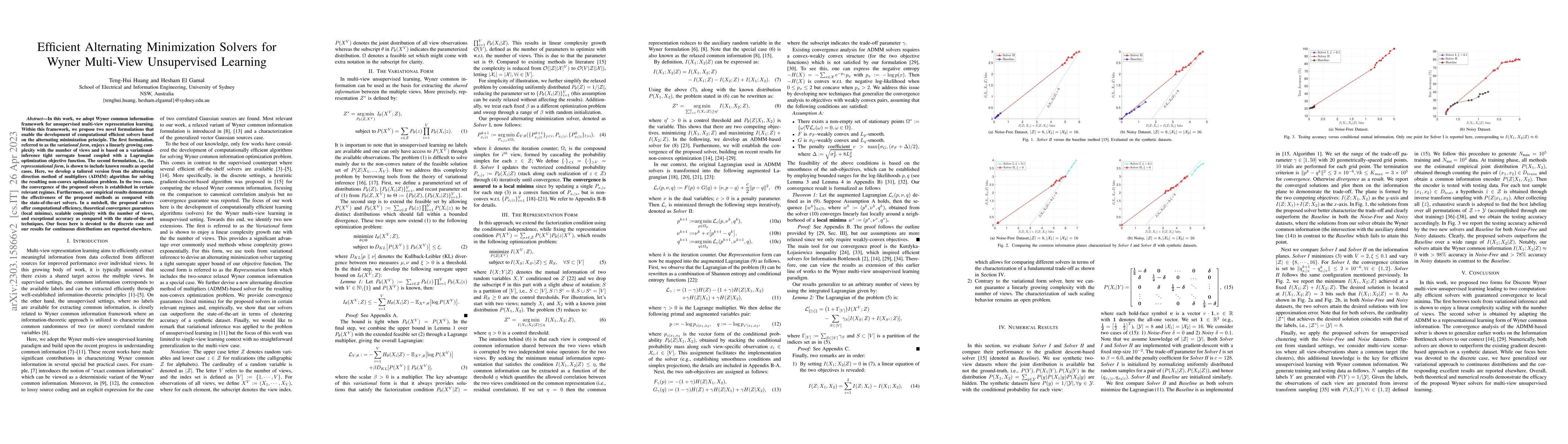 Thumbnail for Efficient Alternating Minimization Solvers for Wyner Multi-View
  Unsupervised Learning