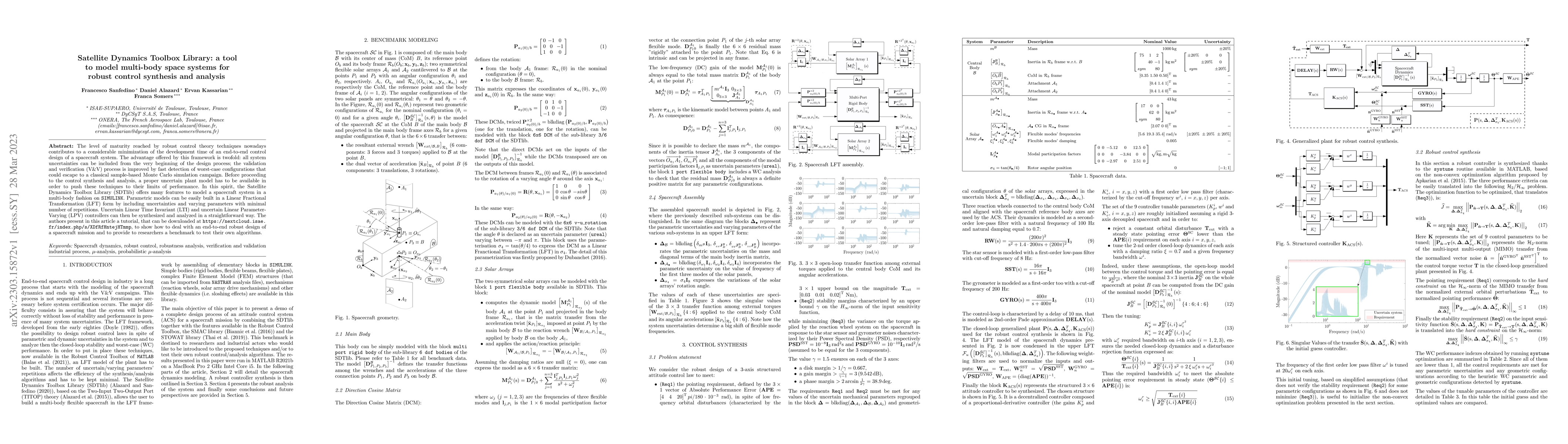 Thumbnail for Satellite Dynamics Toolbox Library: a tool to model multi-body space
  systems for robust control synthesis and analysis