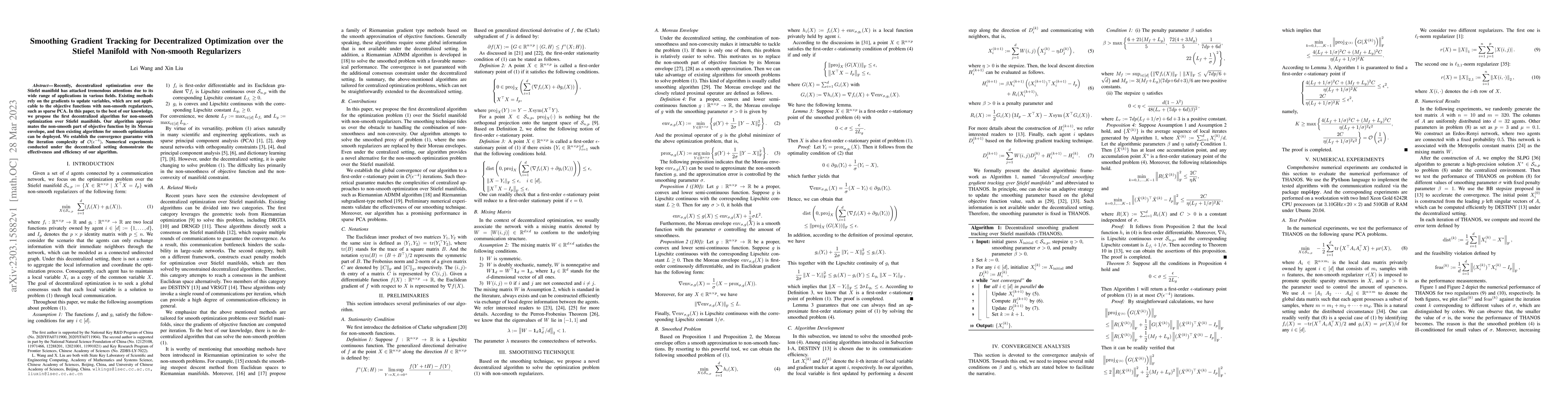 Thumbnail for Smoothing Gradient Tracking for Decentralized Optimization over the
  Stiefel Manifold with Non-smooth Regularizers