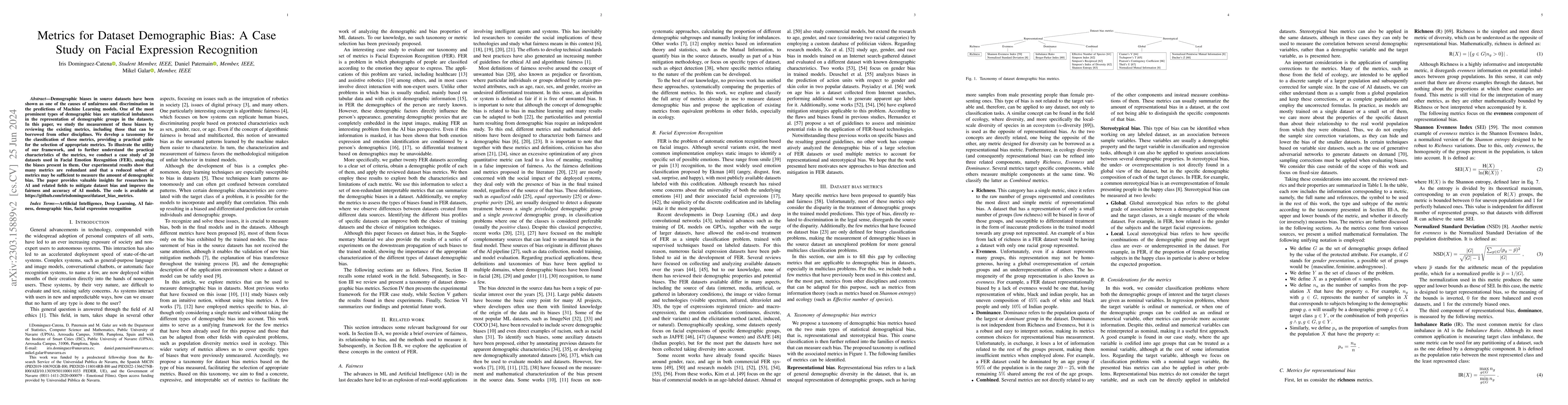 Thumbnail for Metrics for Dataset Demographic Bias: A Case Study on Facial Expression
  Recognition