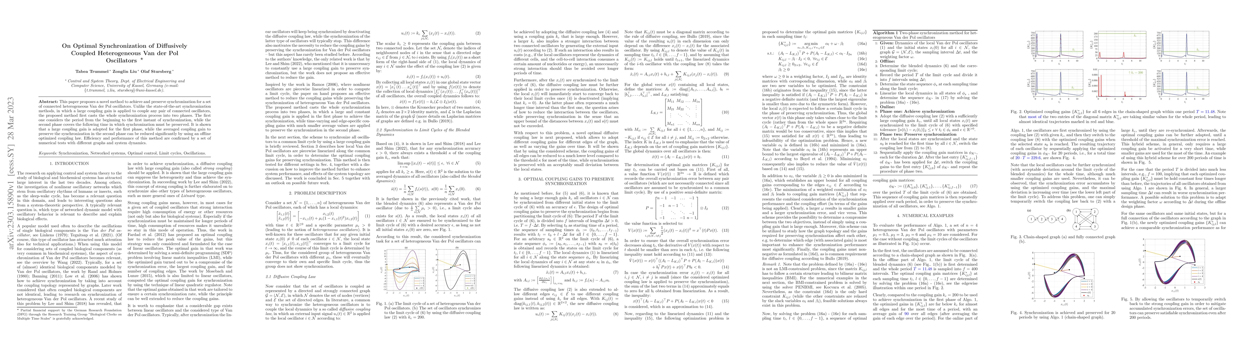 Thumbnail for On Optimal Synchronization of Diffusively Coupled Heterogeneous Van der
  Pol Oscillators