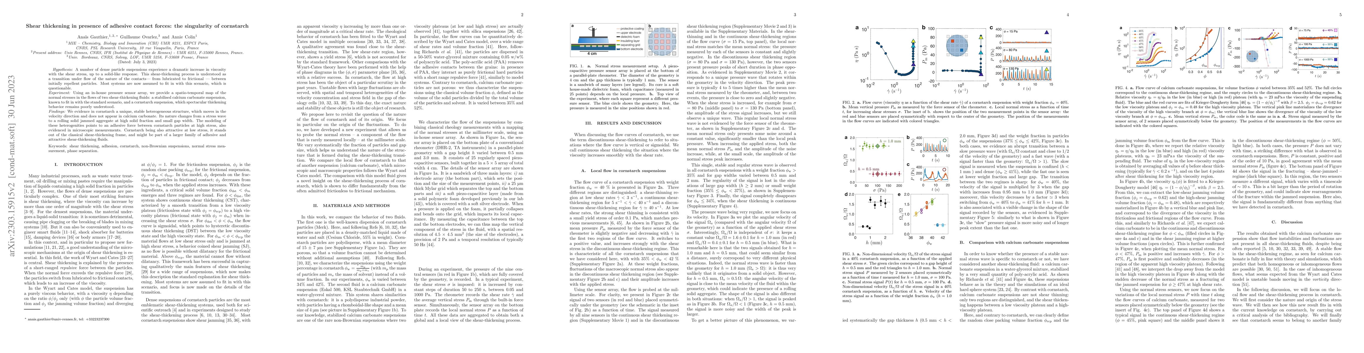 Thumbnail for Shear-thickening in presence of adhesive contact forces: the singularity
  of cornstarch